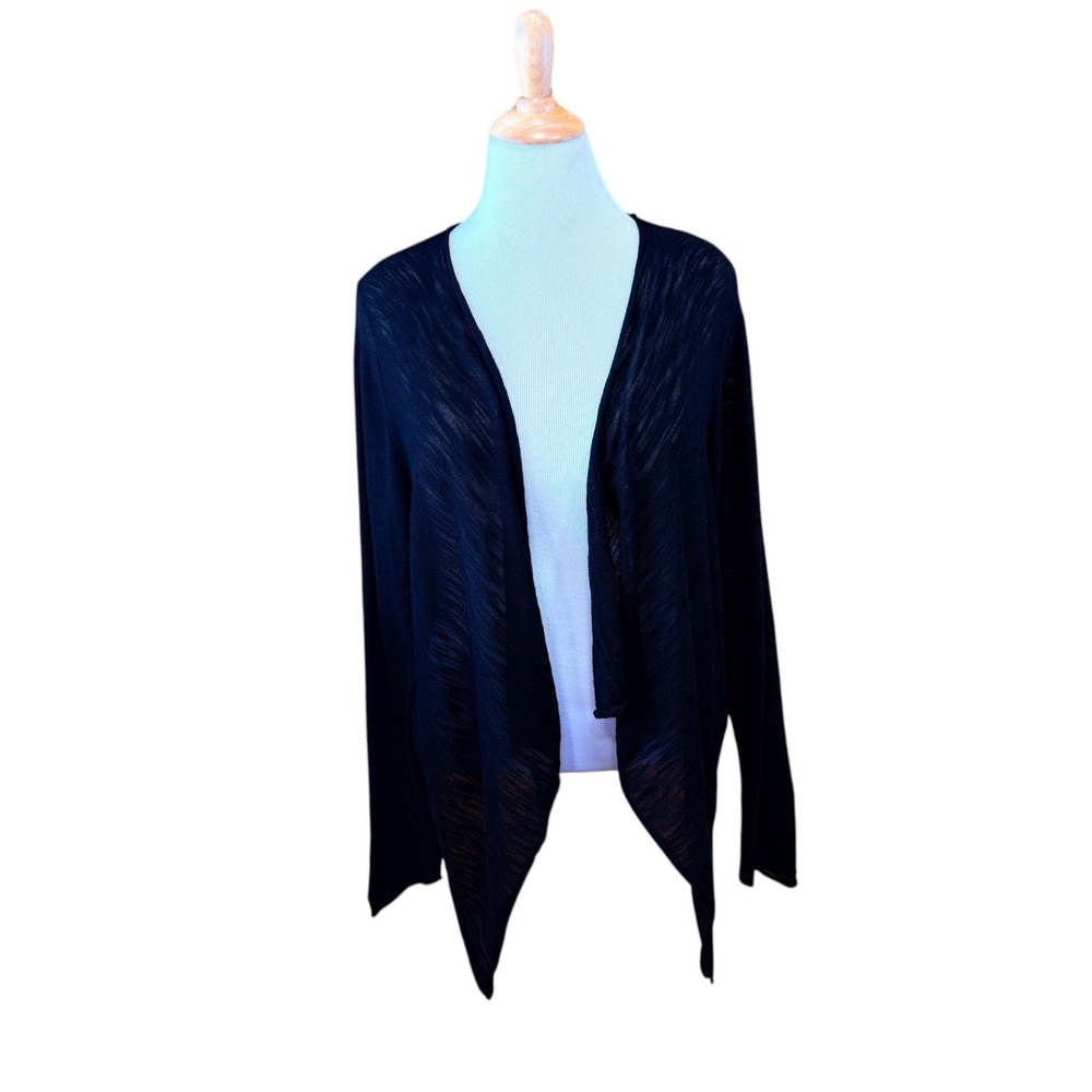 Torrid Womens Black Draped Open Front Cardigan Slub Knit Size 2